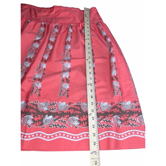 J.Crew Apricot Pink Floral A-Line Pleated Tulip Cotton Skirt Womens Size 12 - Picture 9 of 12
